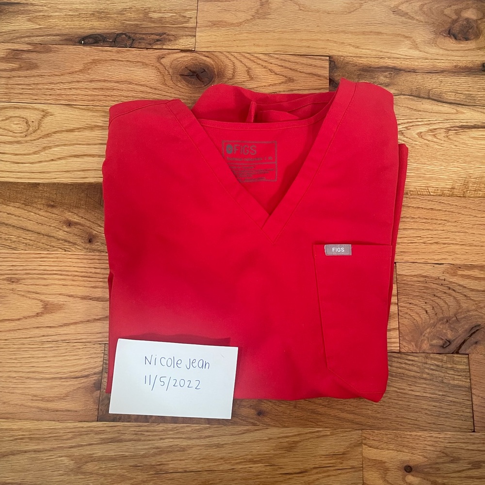Figs XL Catarina Pop Red Scrub Top